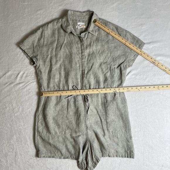 C&C California Women's Linen Jumpsuit Shorts Size XL Gray Minimalist Beachy Airy - Picture 10 of 12